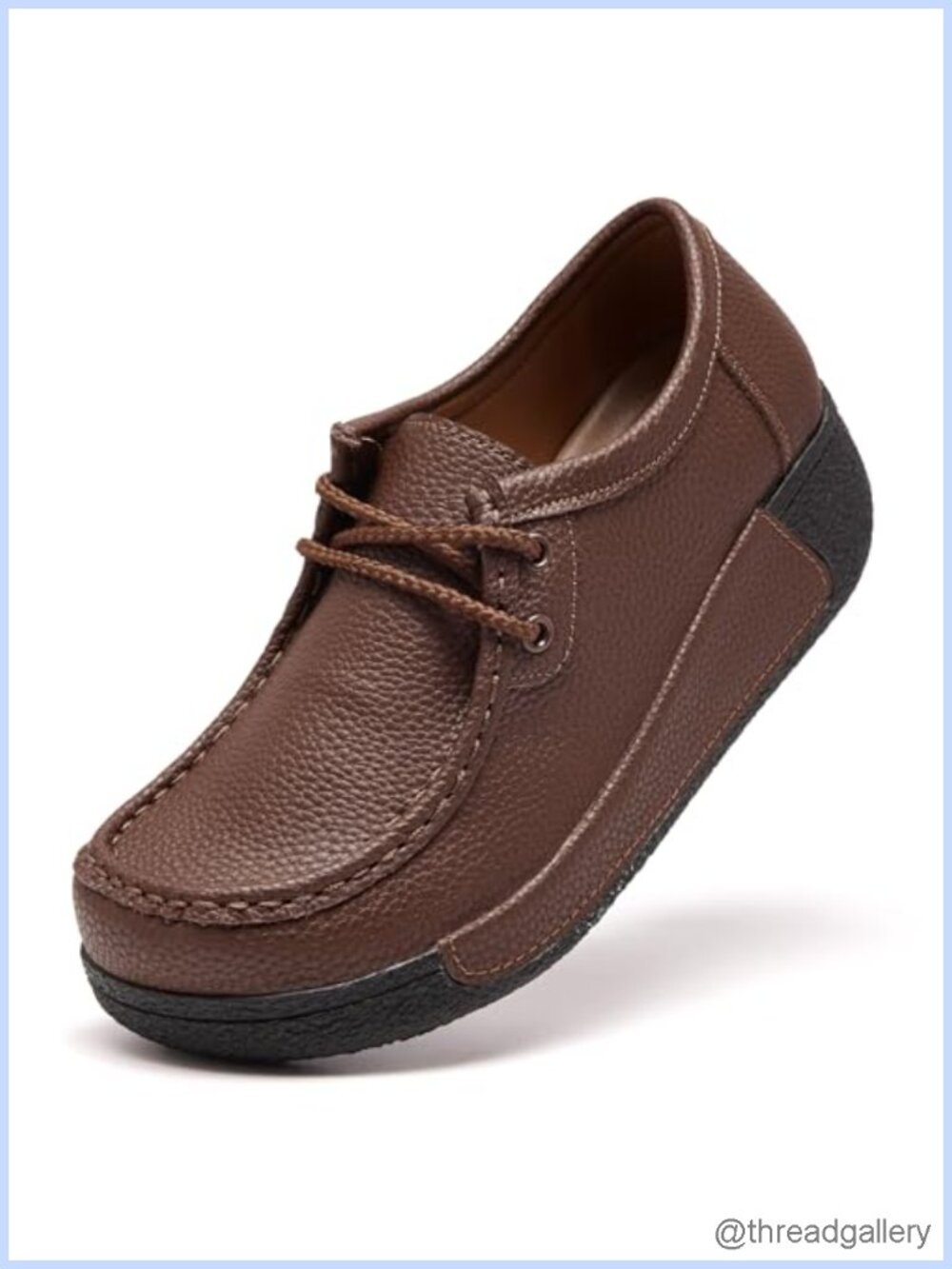 Faux Leather Platform Lace-Up Loafers Comfortable Daily Oxford Shoes